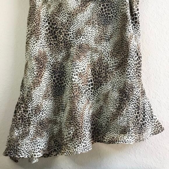Vintage Y2K Cheetah Print McBling 2000s Silk Romantic Asymmetrical Skirt Size 12 - Picture 3 of 7